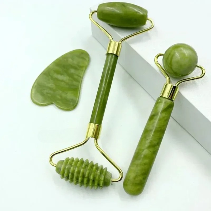 Jade Gua Sha Tool - Natuurlijke jade roller massager, schraapplank, voetmassage