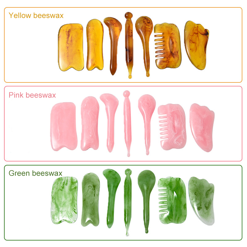 Jade Gua Sha Tool - 7PCS GUASHA Massage Gereedschap Gezicht Nek