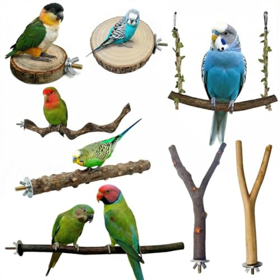 Health & Wellness Lafayette - 8 stuks natuurlijke houten vogelzitstokken voor